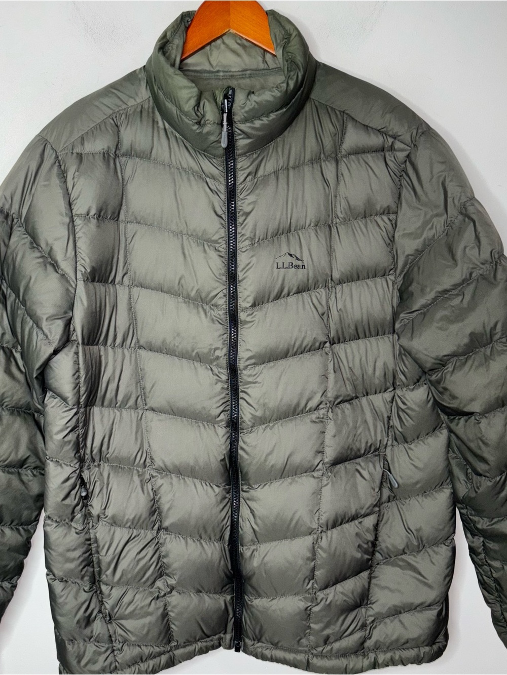 LL Bean Puffer Down Jacket Mens M Olive Green DownTek Gorpcore - Picture 5 of 15